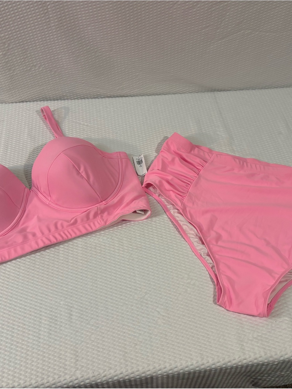 Old Navy Pink Scoop Neck Swim Top and High-Waist Bottoms